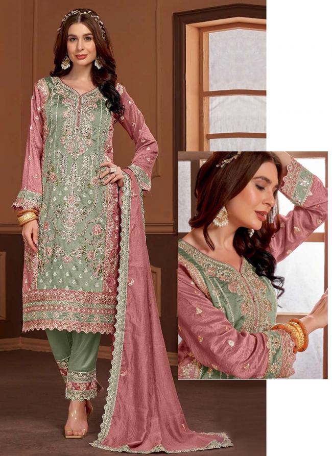 Pv Vichitra Green Eid Wear Embroidery Work Pakistani Suit